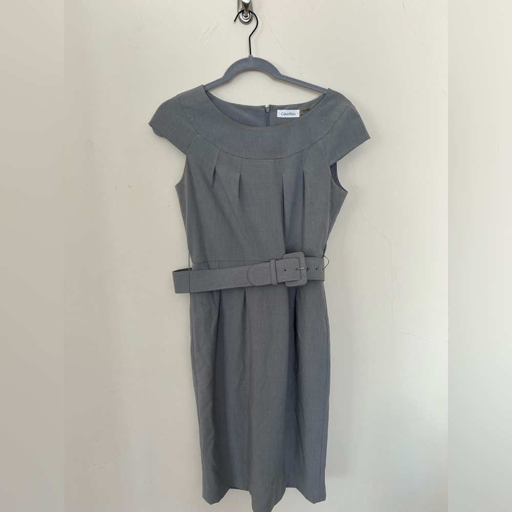 Calvin Klein Pencil Cap Sleeve Dress with Belt